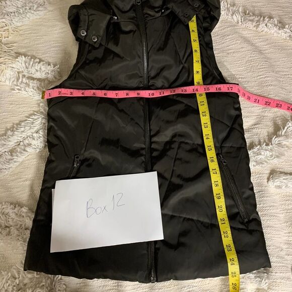 Brown hooded puffer vest full zip jacket sz s womens no brand good quality - Picture 6 of 6